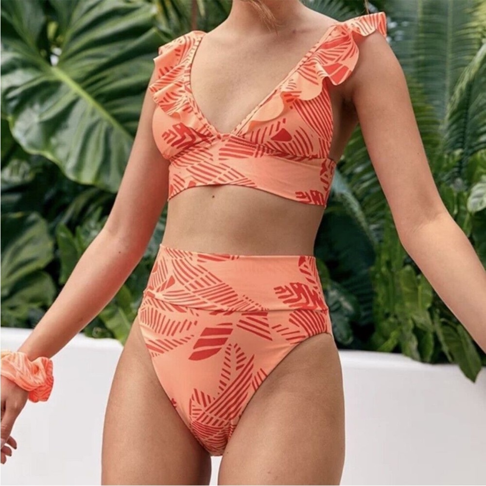 Aerie Hight Cut Cheeky Tropical Bikini Bottoms - Medium